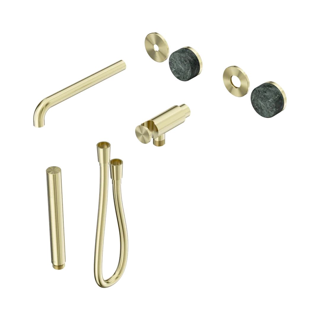 Nero Serenity Progressive Shower System With Spout With Verde Alpi Handle & Slim Shower Trim Kit Only Brushed Gold
