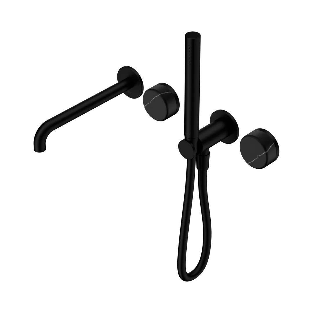 Nero Serenity Progressive Shower System With Spout With Marquina Black Handle & Slim Shower Matte Black