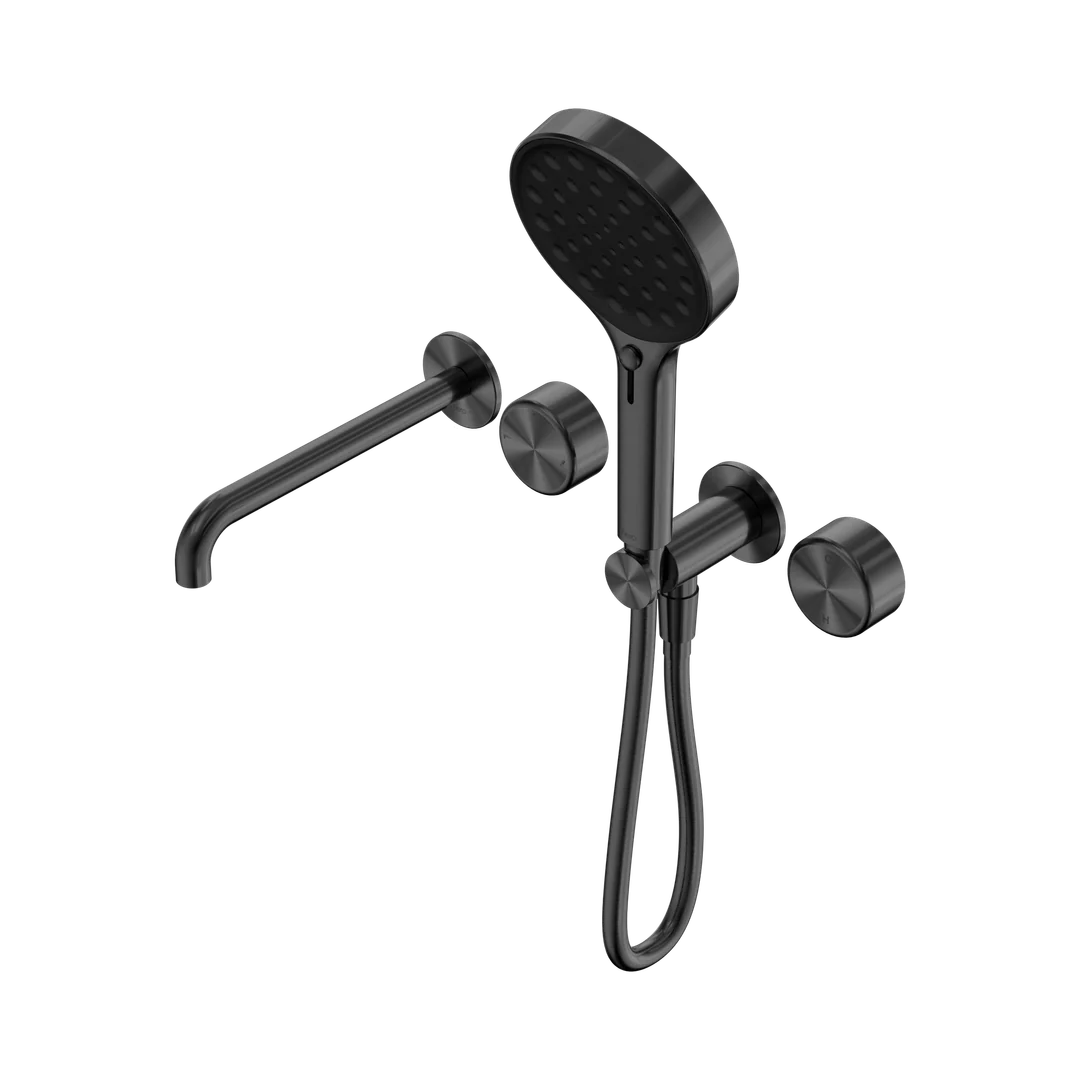 Nero Serenity Progressive Shower System With Spout With Metal Handle & Serenity Hand Shower Gun Metal