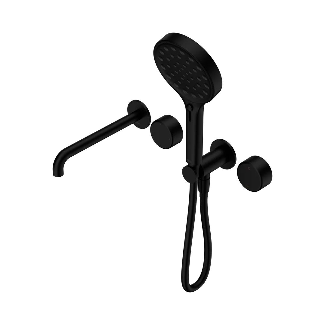 Nero Serenity Progressive Shower System With Spout With Metal Handle & Serenity Hand Shower Matte Black