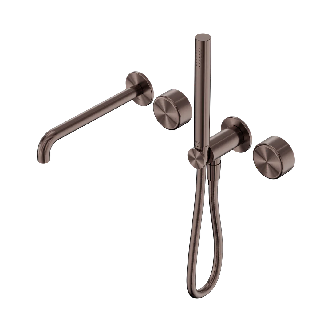Nero Serenity Progressive Shower System With Spout With Metal Handle & Slim Shower Brushed Bronze