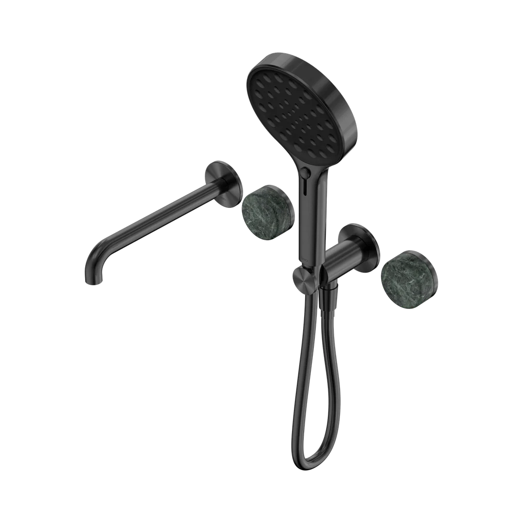 Nero Serenity Progressive Shower System With Spout With Verde Alpi Handle & Serenity Hand Shower Gun Metal