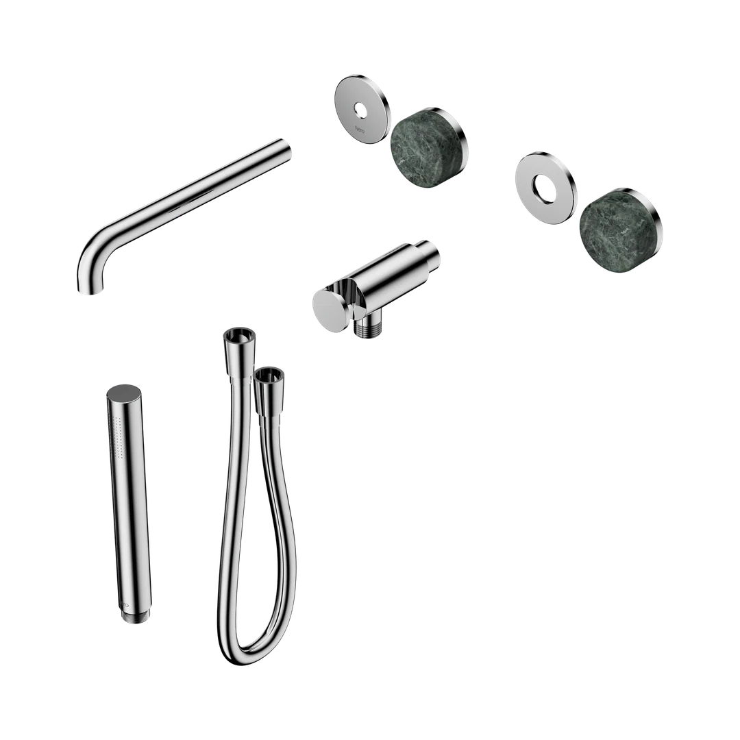 Nero Serenity Progressive Shower System With Spout With Verde Alpi Handle & Slim Shower Trim Kit Only Chrome