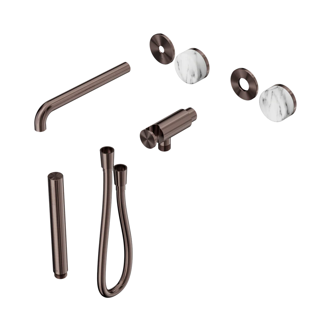 Nero Serenity Progressive Shower System With Spout Arabescato Corchia Handle & Slim Shower Trim Kit Only Brushed Bronze
