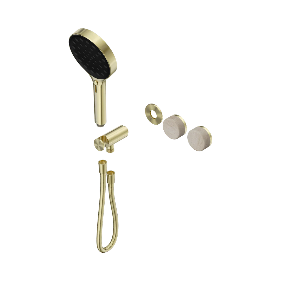 Nero Serenity Progressive Shower System Rome Travertine Handle & Serenity Hand Shower Trim Kit Only Brushed Gold