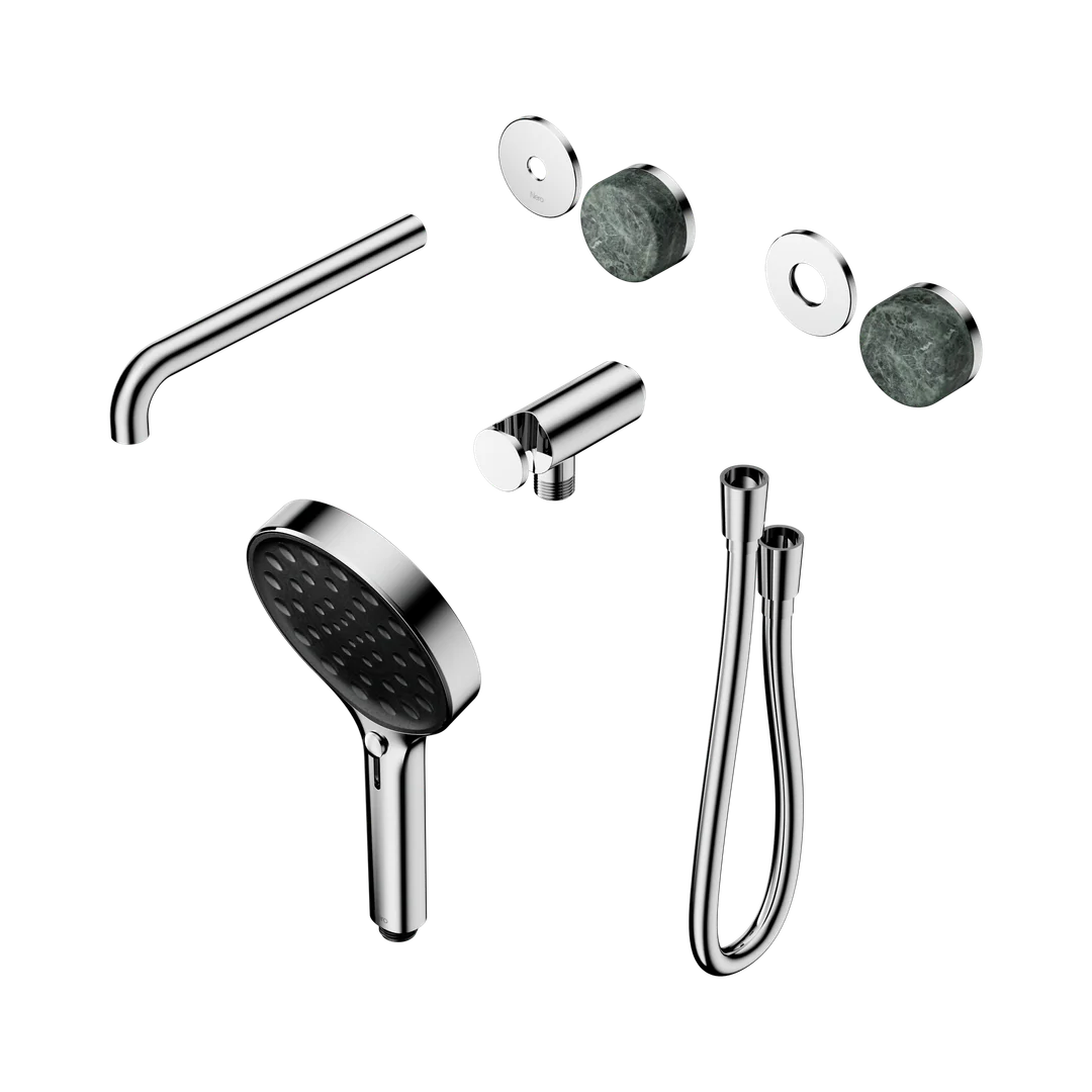 Nero Serenity Progressive Shower System With Spout Verde Alpi Handle & Serenity Hand Shower Trim Kit Only Chrome