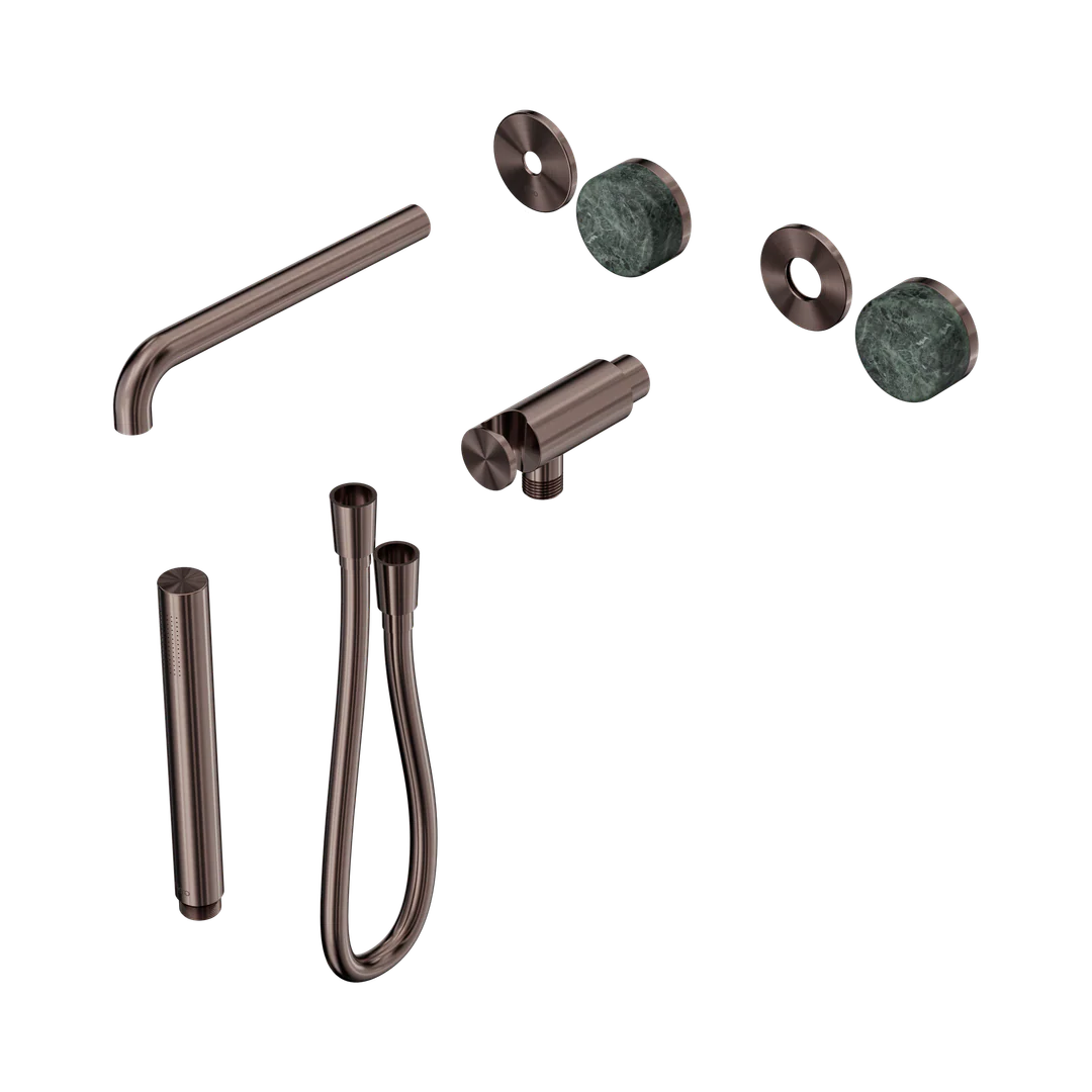 Nero Serenity Progressive Shower System With Spout With Verde Alpi Handle & Slim Shower Trim Kit Only Brushed Bronze