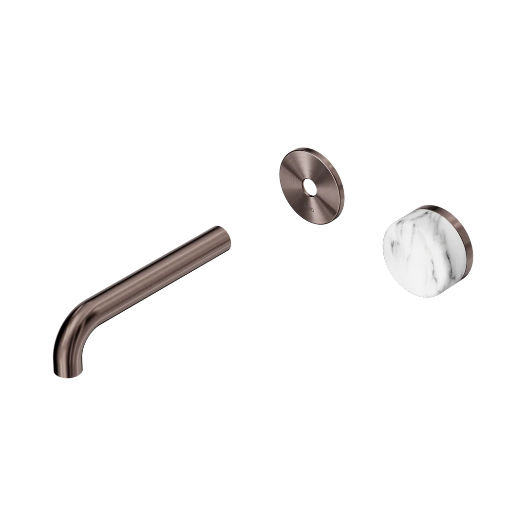 Nero Serenity Progressive Wall Basin Mixer 160Mm Spout Arabescato Corchia Handle Trim Kit Only Brushed Bronze
