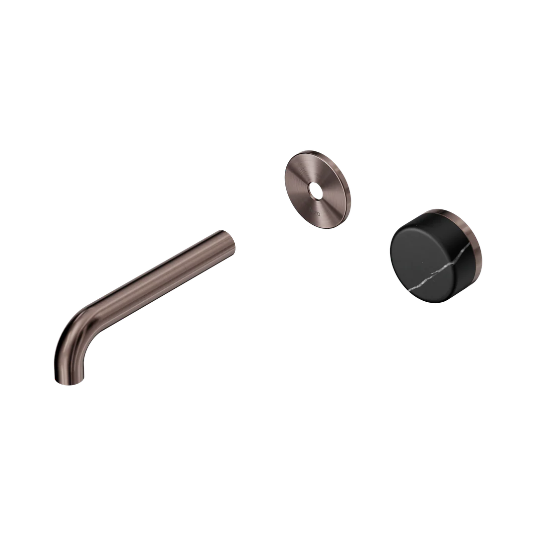 Nero Serenity Progressive Wall Basin Mixer 160Mm Spout Marquina Black Handle Trim Kit Only Brushed Bronze