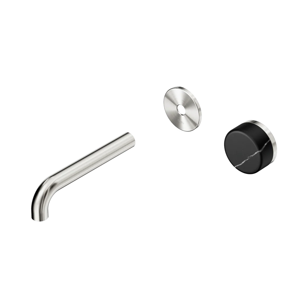 Nero Serenity Progressive Wall Basin Mixer 160Mm Spout Marquina Black Handle Trim Kit Only Brushed Nickel