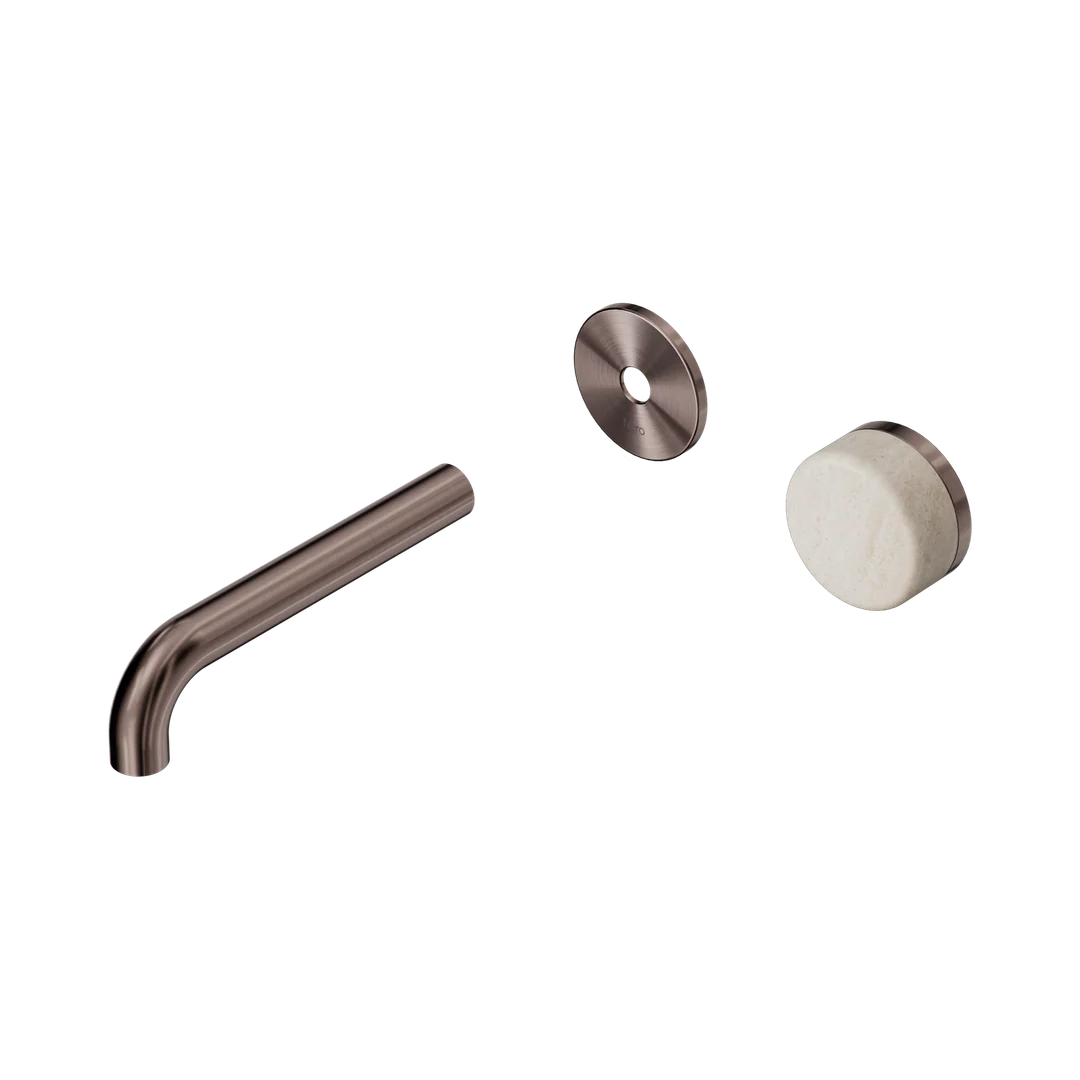 Nero Serenity Progressive Wall Basin Mixer 160Mm Spout Rome Travertine Handle Trim Kit Only Brushed Bronze