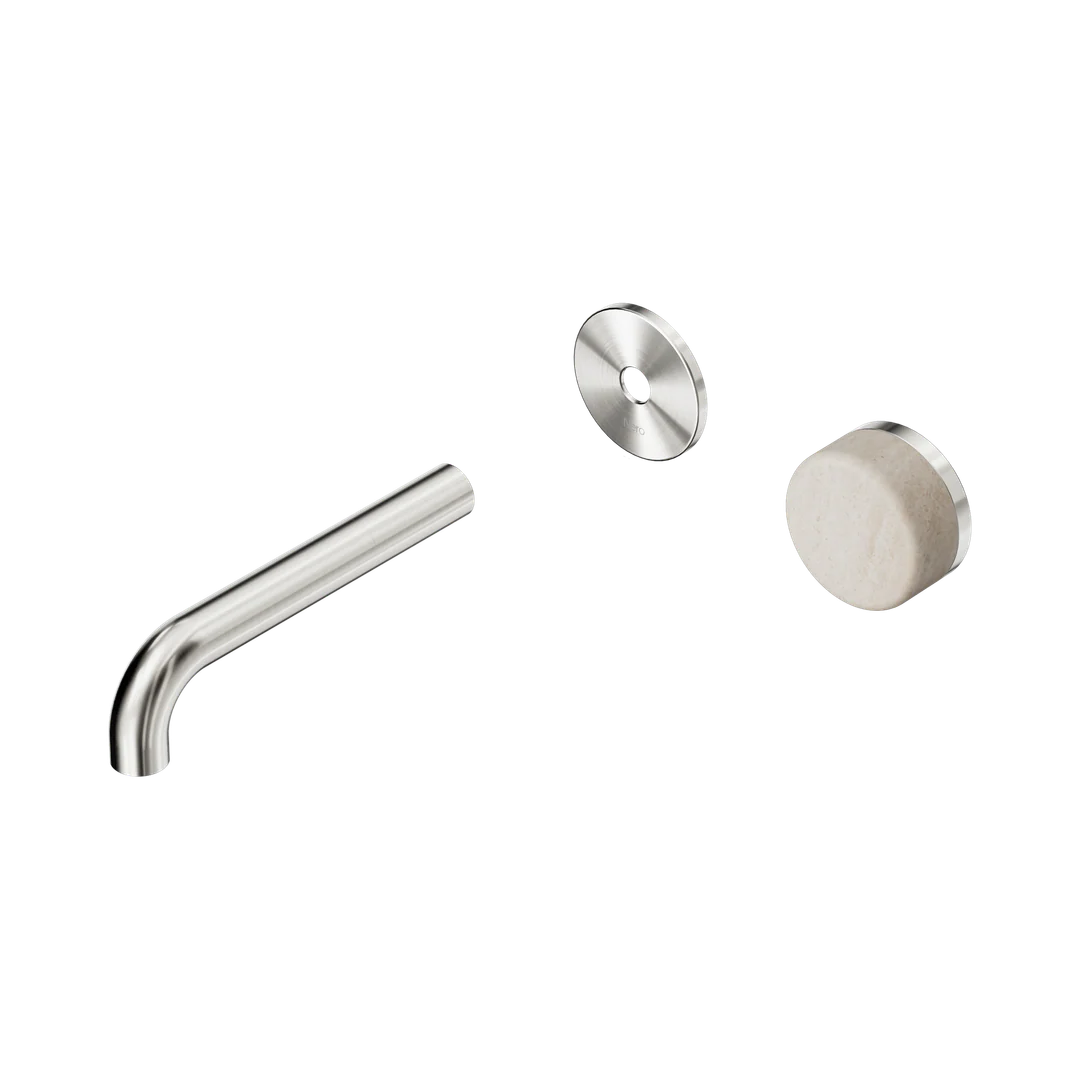 Nero Serenity Progressive Wall Basin Mixer 160Mm Spout Rome Travertine Handle Trim Kit Only Brushed Nickel