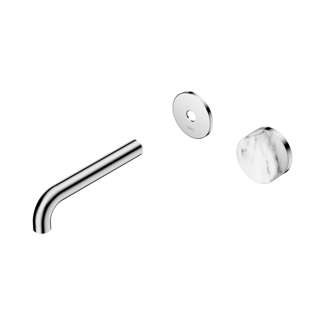 Nero Serenity Progressive Wall Basin Mixer 160Mm Spout With Arabescato Corchia Handle Trim Kit Only Chrome