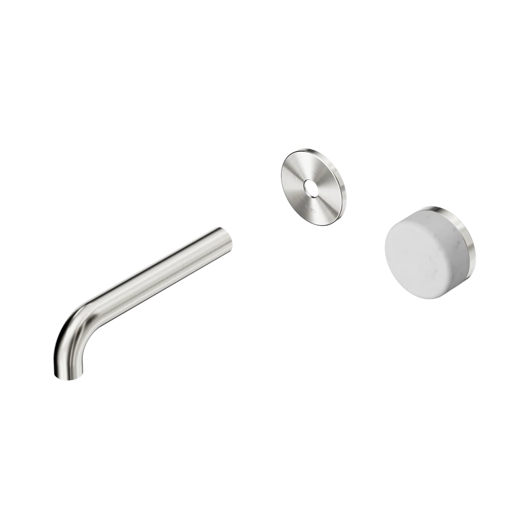 Nero Serenity Progressive Wall Basin Mixer 160Mm Spout With Carrara Handle Trim Kit Only Brushed Nickel