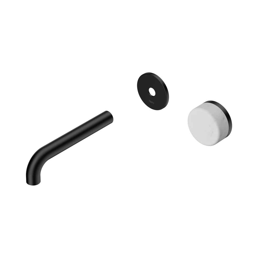Nero Serenity Progressive Wall Basin Mixer 160Mm Spout With Carrara Handle Trim Kit Only Matte Black