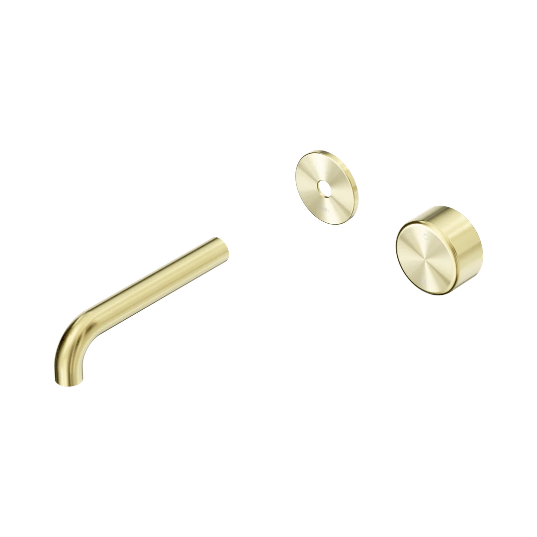 Nero Serenity Progressive Wall Basin Mixer 160Mm Spout With Metal Handle Trim Kit Only Brushed Gold