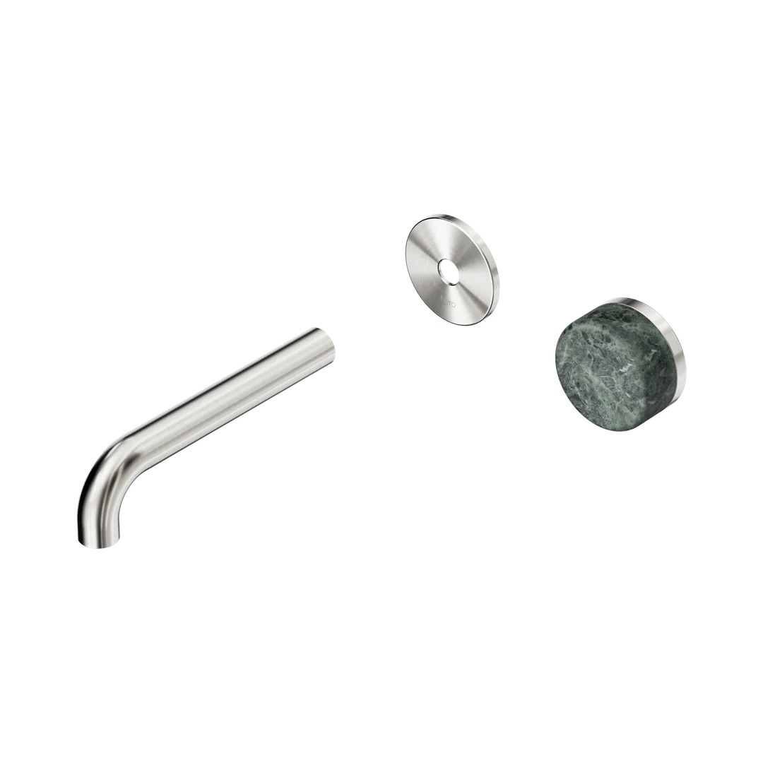 Nero Serenity Progressive Wall Basin Mixer 160Mm Spout With Verde Alpi Handle Trim Kit Only Brushed Nickel