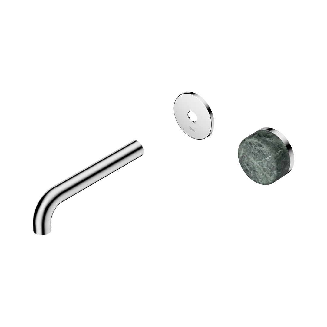 Nero Serenity Progressive Wall Basin Mixer 160Mm Spout With Verde Alpi Handle Trim Kit Only Chrome
