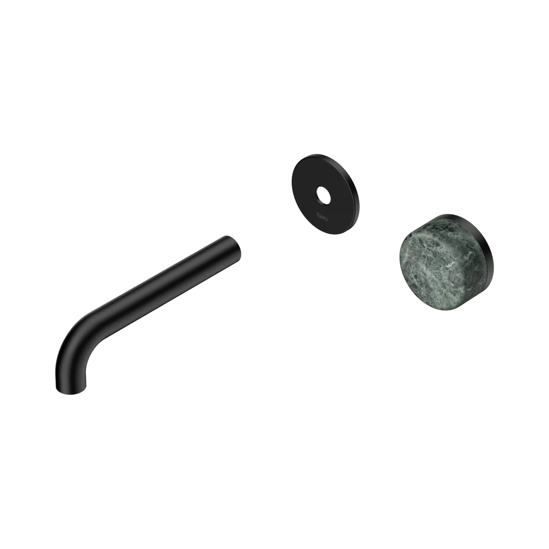Nero Serenity Progressive Wall Basin Mixer 160Mm Spout With Verde Alpi Handle Trim Kit Only Matte Black