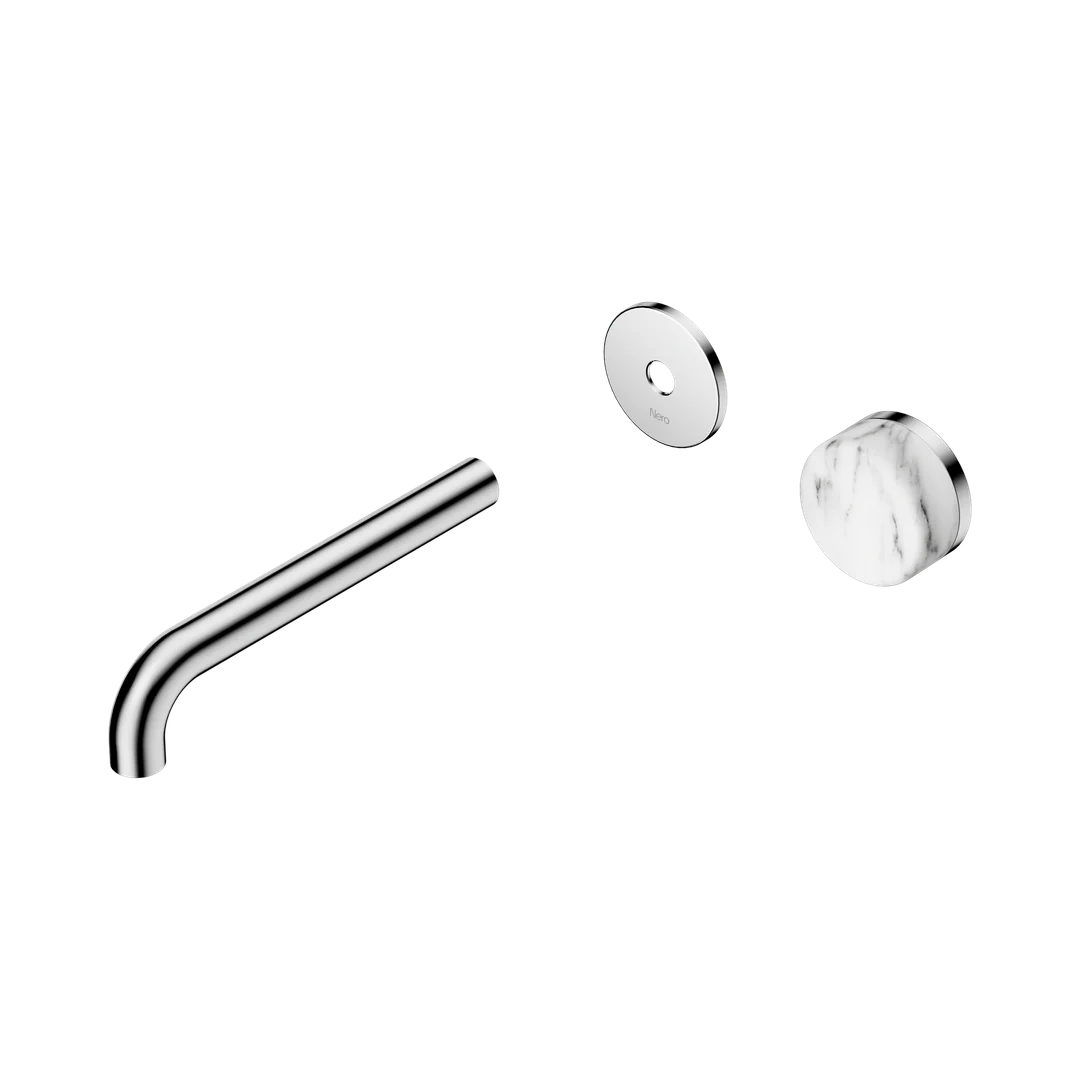 Nero Serenity Progressive Wall Basin Mixer 185Mm Spout With Arabescato Corchia Handle Trim Kit Only Chrome