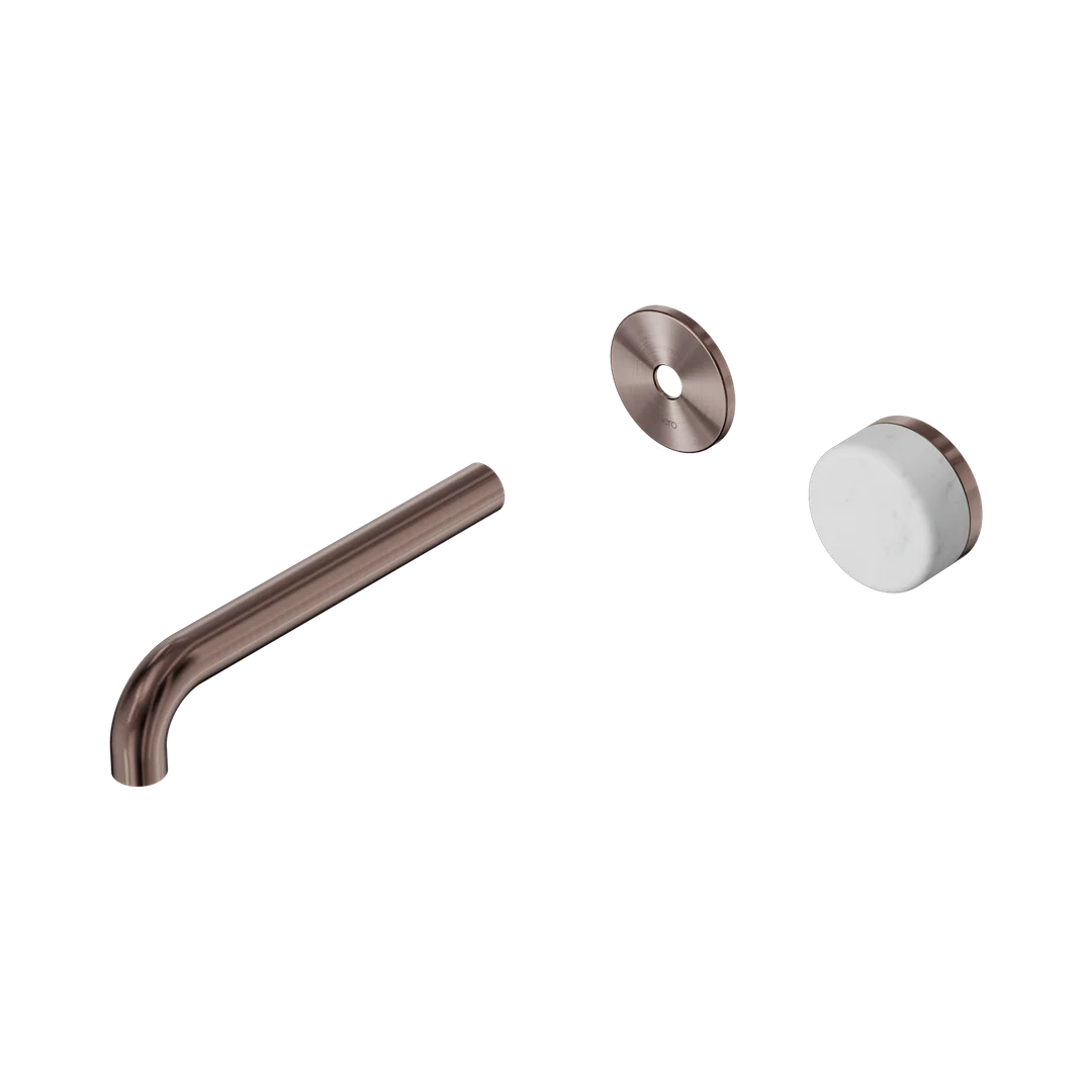 Nero Serenity Progressive Wall Basin Mixer 185Mm Spout With Carrara Handle Trim Kit Only Brushed Bronze