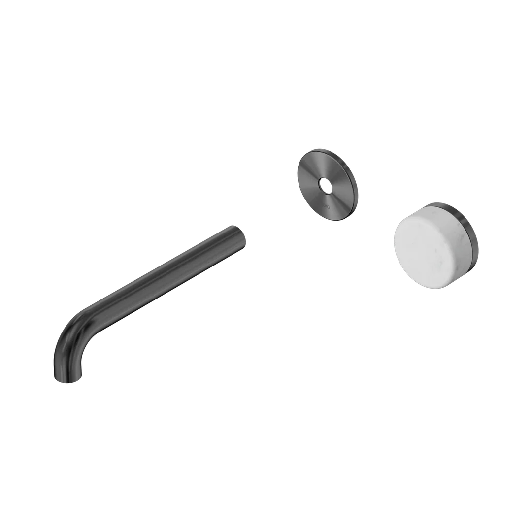 Nero Serenity Progressive Wall Basin Mixer 185Mm Spout With Carrara Handle Trim Kit Only Gun Metal