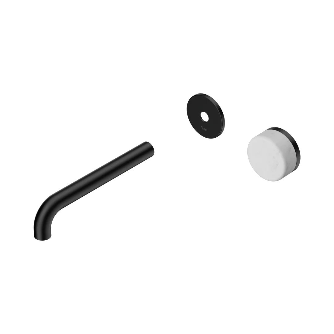 Nero Serenity Progressive Wall Basin Mixer 185Mm Spout With Carrara Handle Trim Kit Only Matte Black