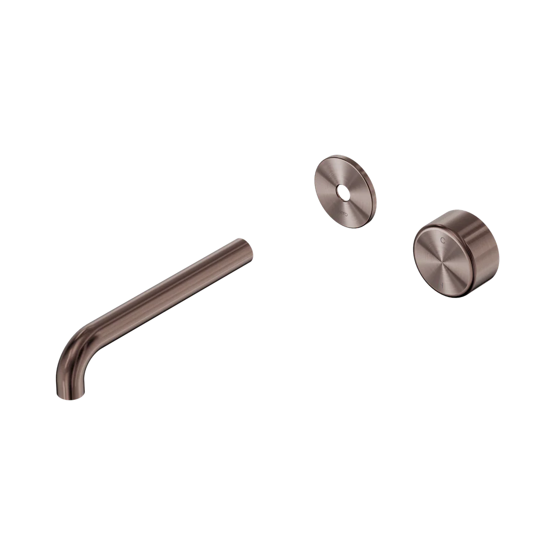 Nero Serenity Progressive Wall Basin Mixer 185Mm Spout With Metal Handle Trim Kit Only Brushed Bronze