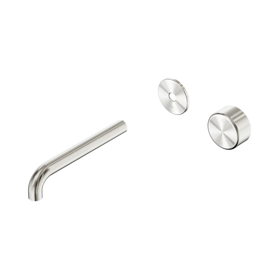 Nero Serenity Progressive Wall Basin Mixer 185Mm Spout With Metal Handle Trim Kit Only Brushed Nickel