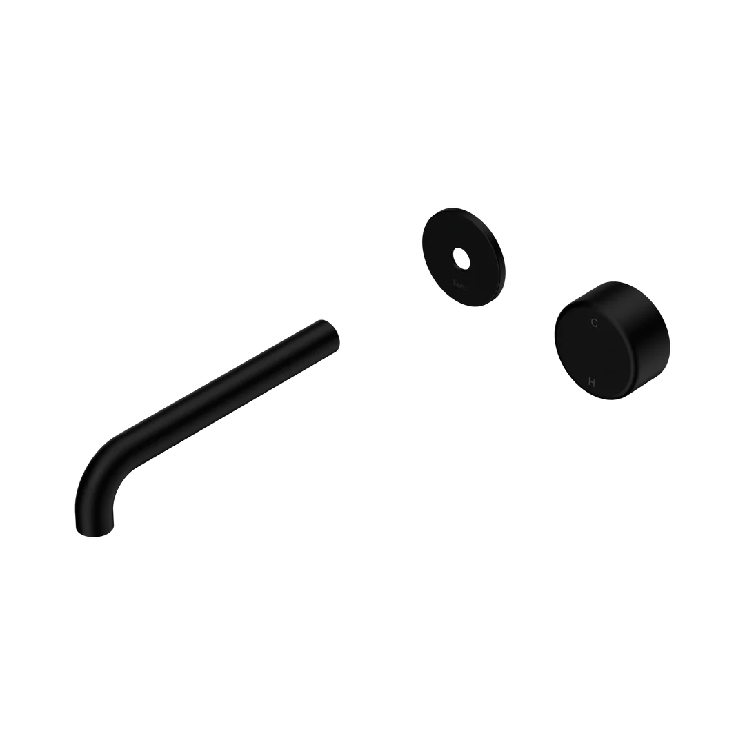 Nero Serenity Progressive Wall Basin Mixer 185Mm Spout With Metal Handle Trim Kit Only Matte Black