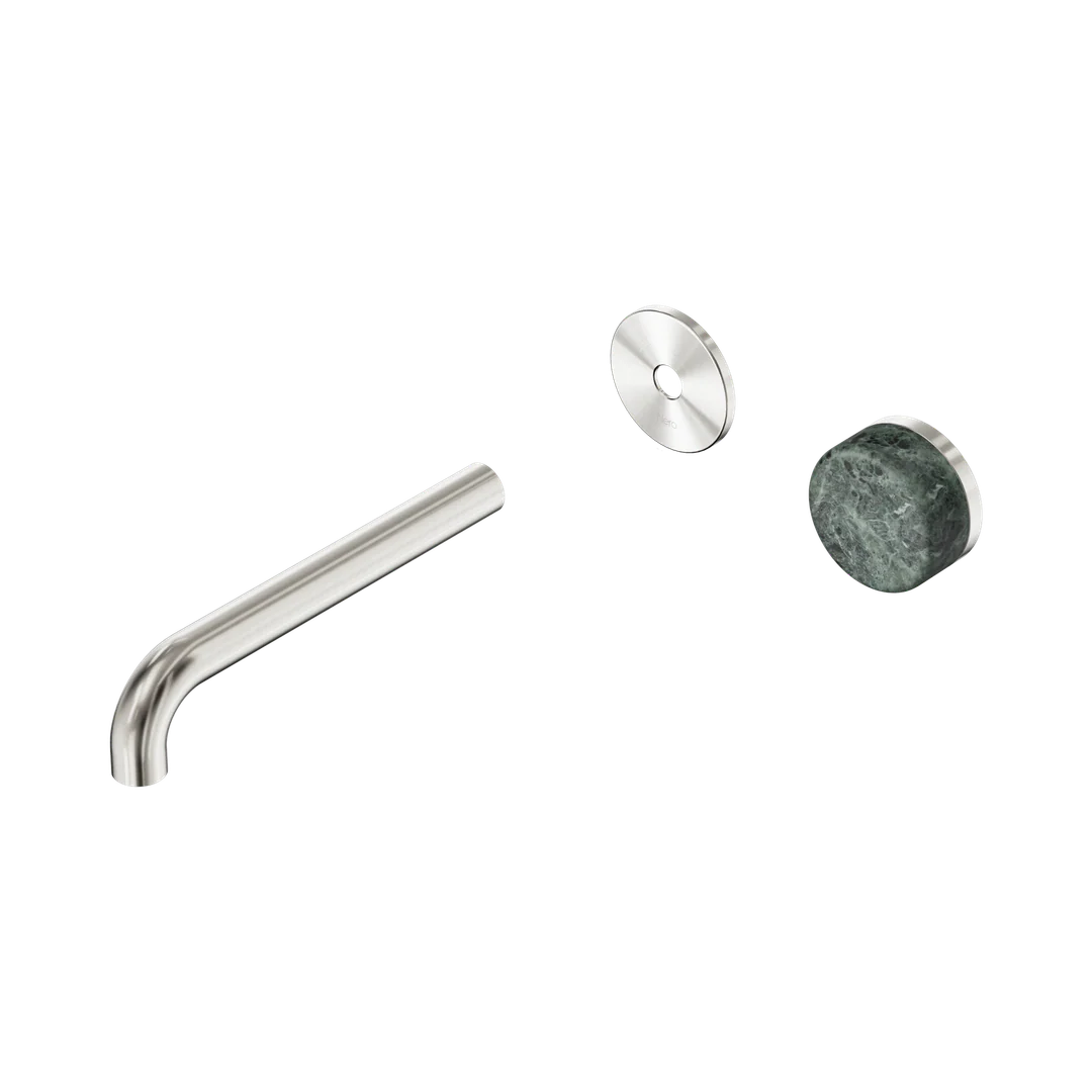 Nero Serenity Progressive Wall Basin Mixer 185Mm Spout With Verde Alpi Handle Trim Kit Only Brushed Nickel