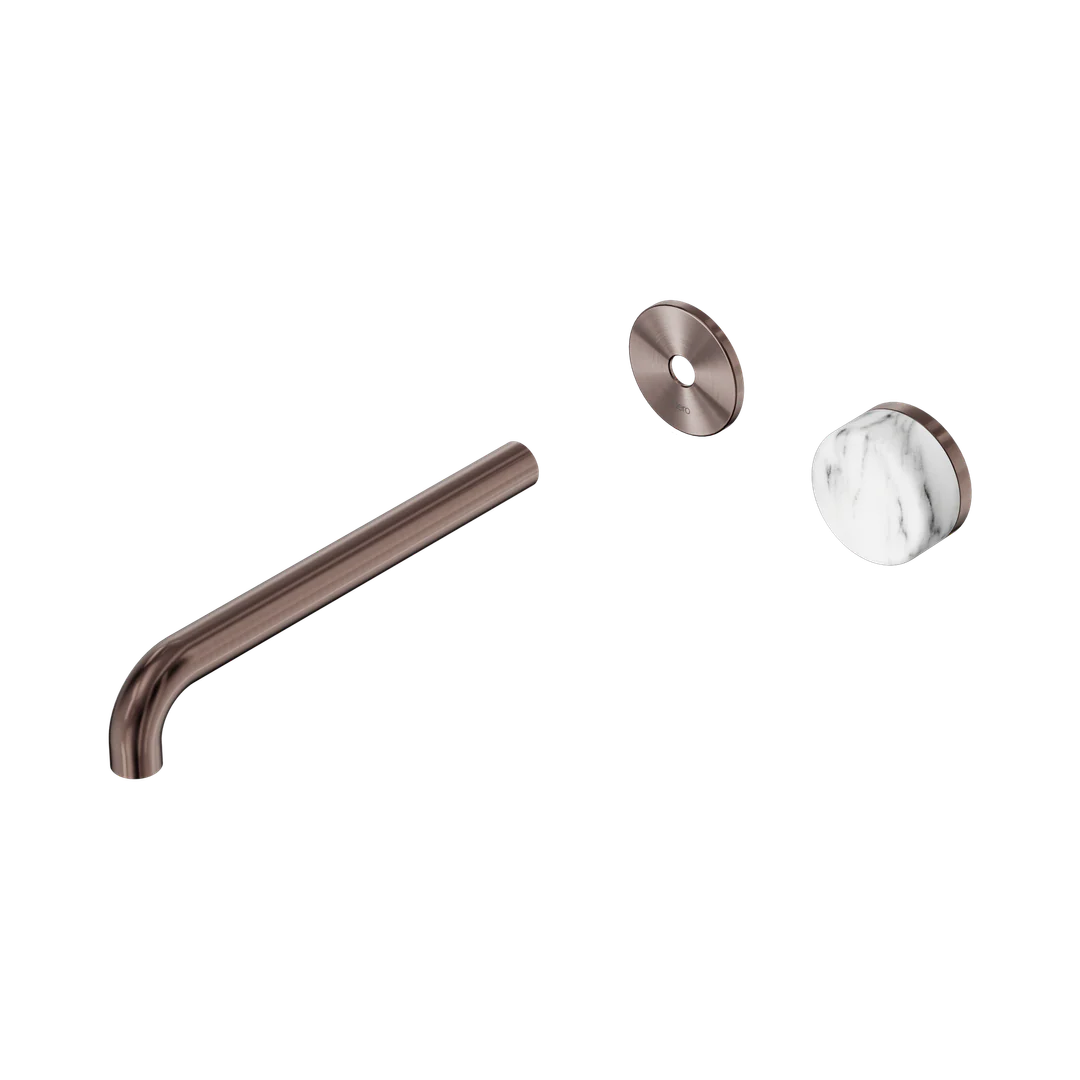 Nero Serenity Progressive Wall Basin Mixer 220Mm Spout Arabescato Corchia Handle Trim Kit Only Brushed Bronze