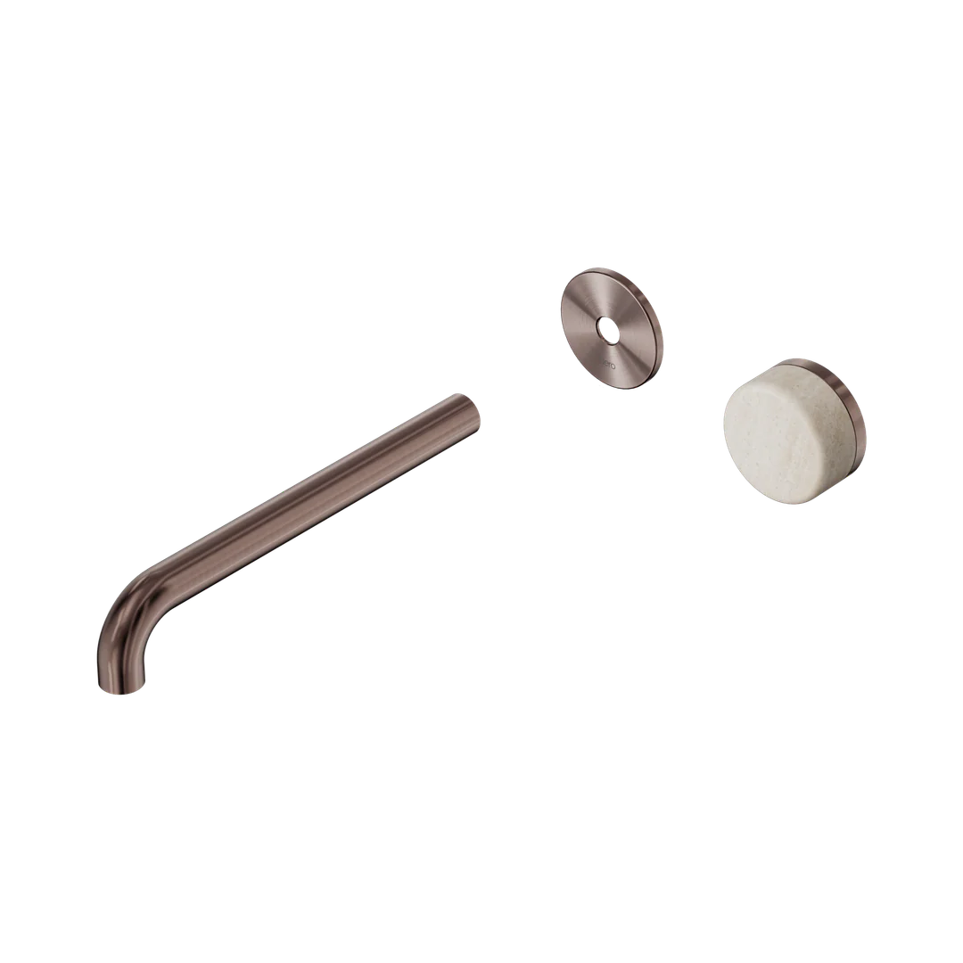 Nero Serenity Progressive Wall Basin Mixer 220Mm Spout Rome Travertine Handle Trim Kit Only Brushed Bronze