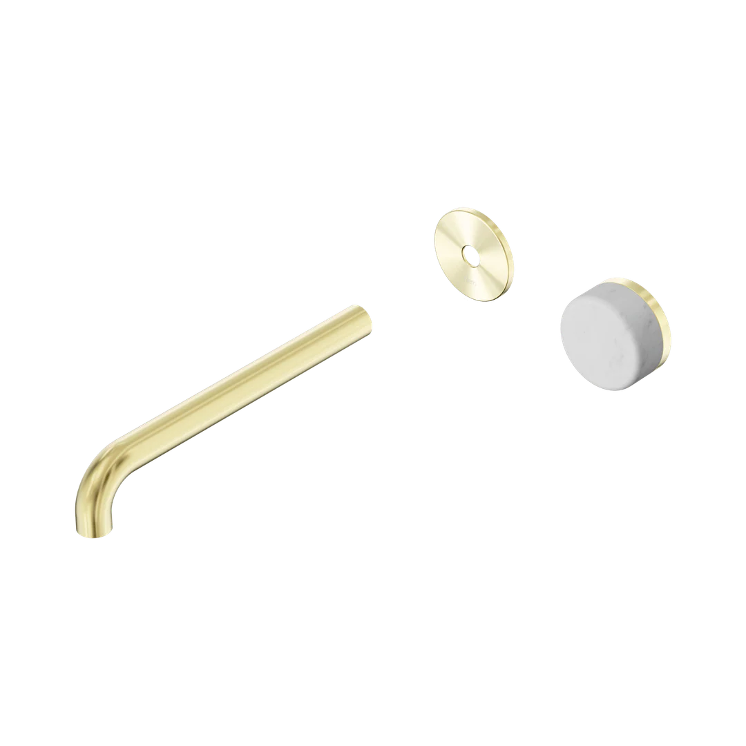Nero Serenity Progressive Wall Basin Mixer 220Mm Spout With Carrara Handle Trim Kit Only Brushed Gold