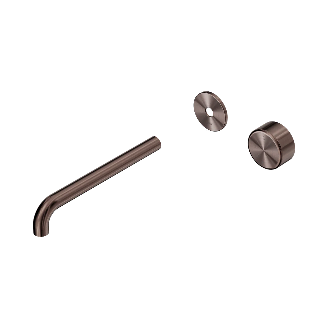 Nero Serenity Progressive Wall Basin Mixer 220Mm Spout With Metal Handle Trim Kit Only Brushed Bronze