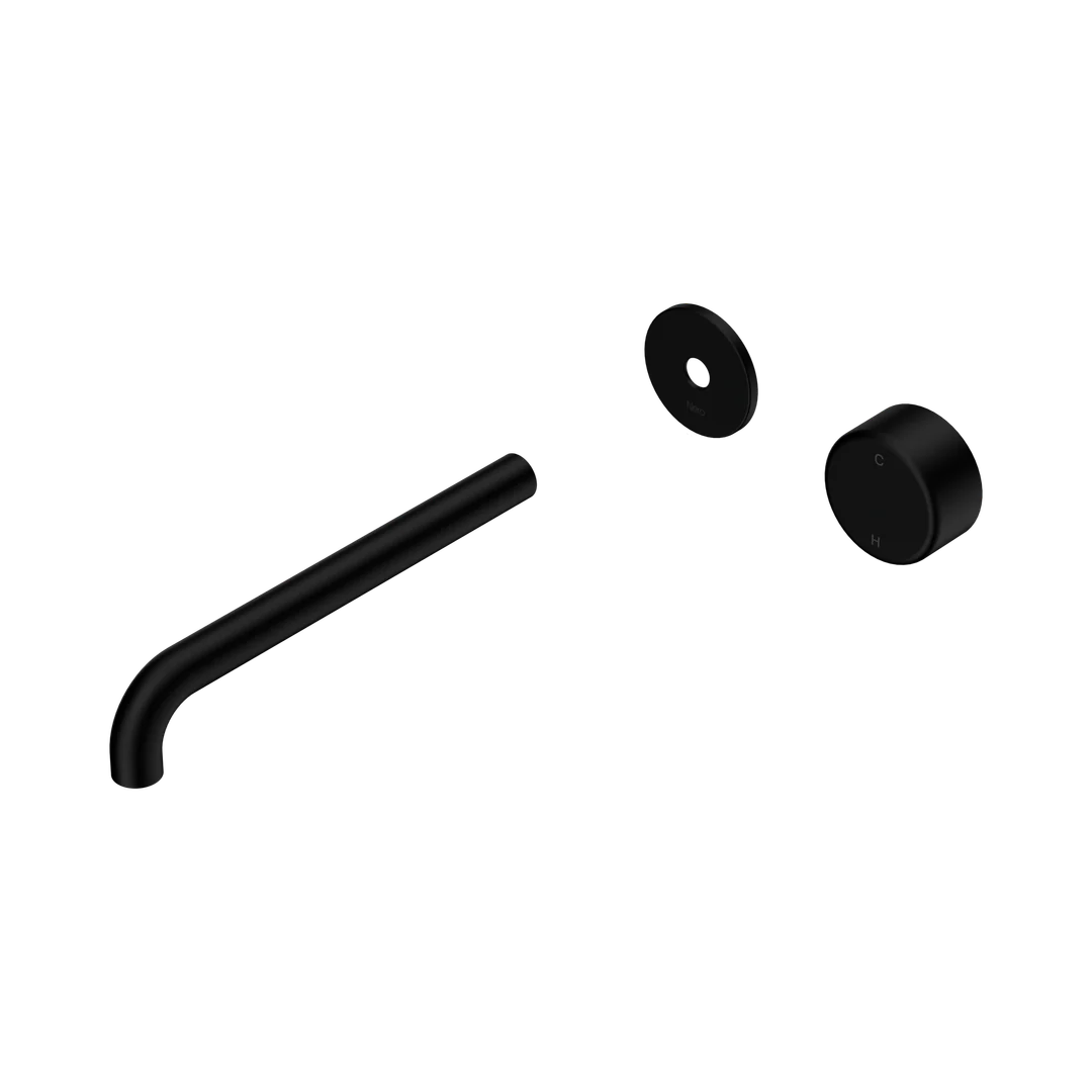 Nero Serenity Progressive Wall Basin Mixer 220Mm Spout With Metal Handle Trim Kit Only Matte Black
