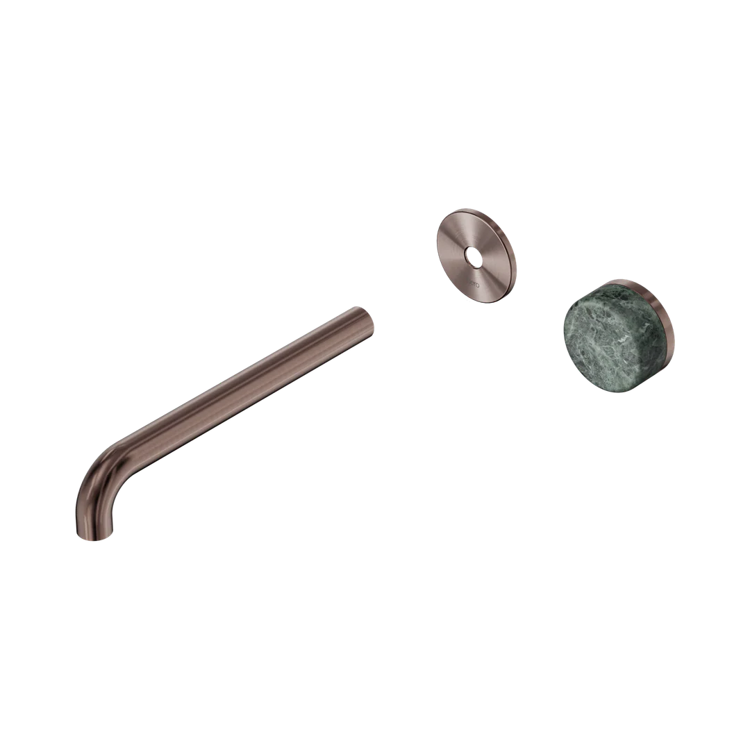 Nero Serenity Progressive Wall Basin Mixer 220Mm Spout With Verde Alpi Handle Trim Kit Only Brushed Bronze