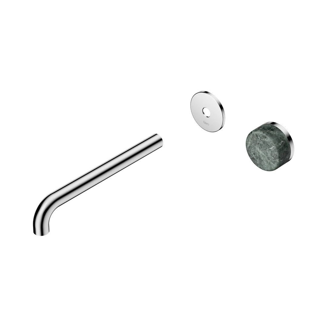 Nero Serenity Progressive Wall Basin Mixer 220Mm Spout With Verde Alpi Handle Trim Kit Only Chrome