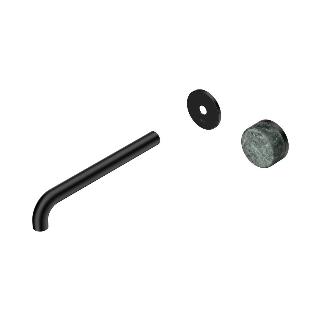 Nero Serenity Progressive Wall Basin Mixer 220Mm Spout With Verde Alpi Handle Trim Kit Only Matte Black