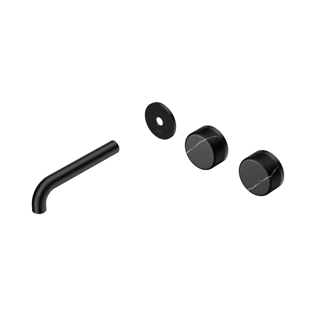 Nero Serenity Wall Basin Set 160Mm Offset Spout Marquina Black Handle Trim Kit Only Matte Black