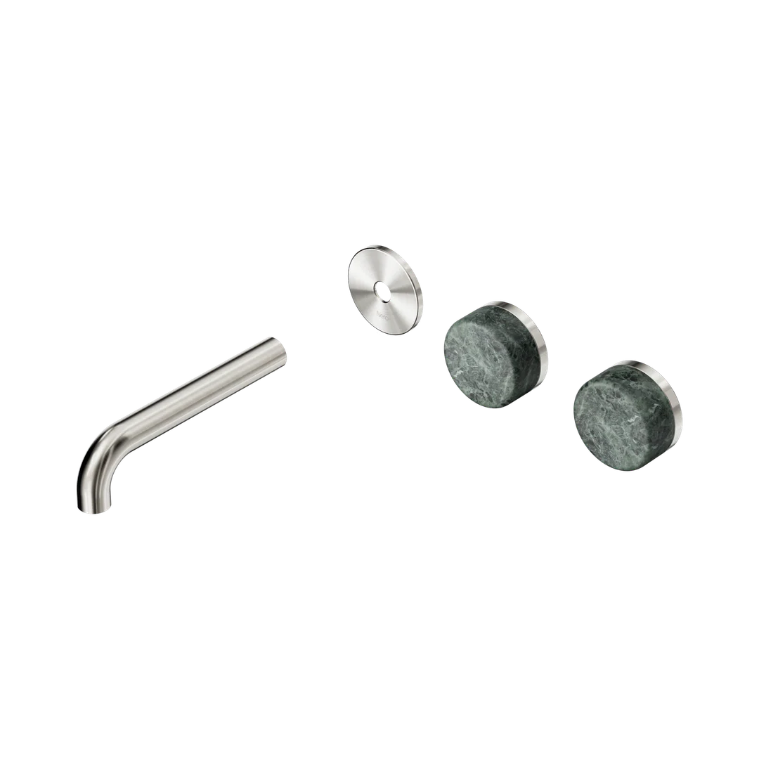 Nero Serenity Wall Basin Set 160Mm Offset Spout Verde Alpi Handle Trim Kit Only Brushed Nickel