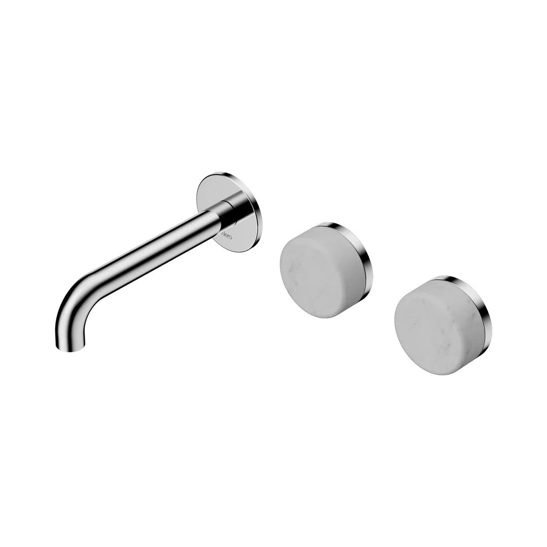 Nero Serenity Wall Basin Set 160Mm Offset Spout With Carrara Handle Chrome