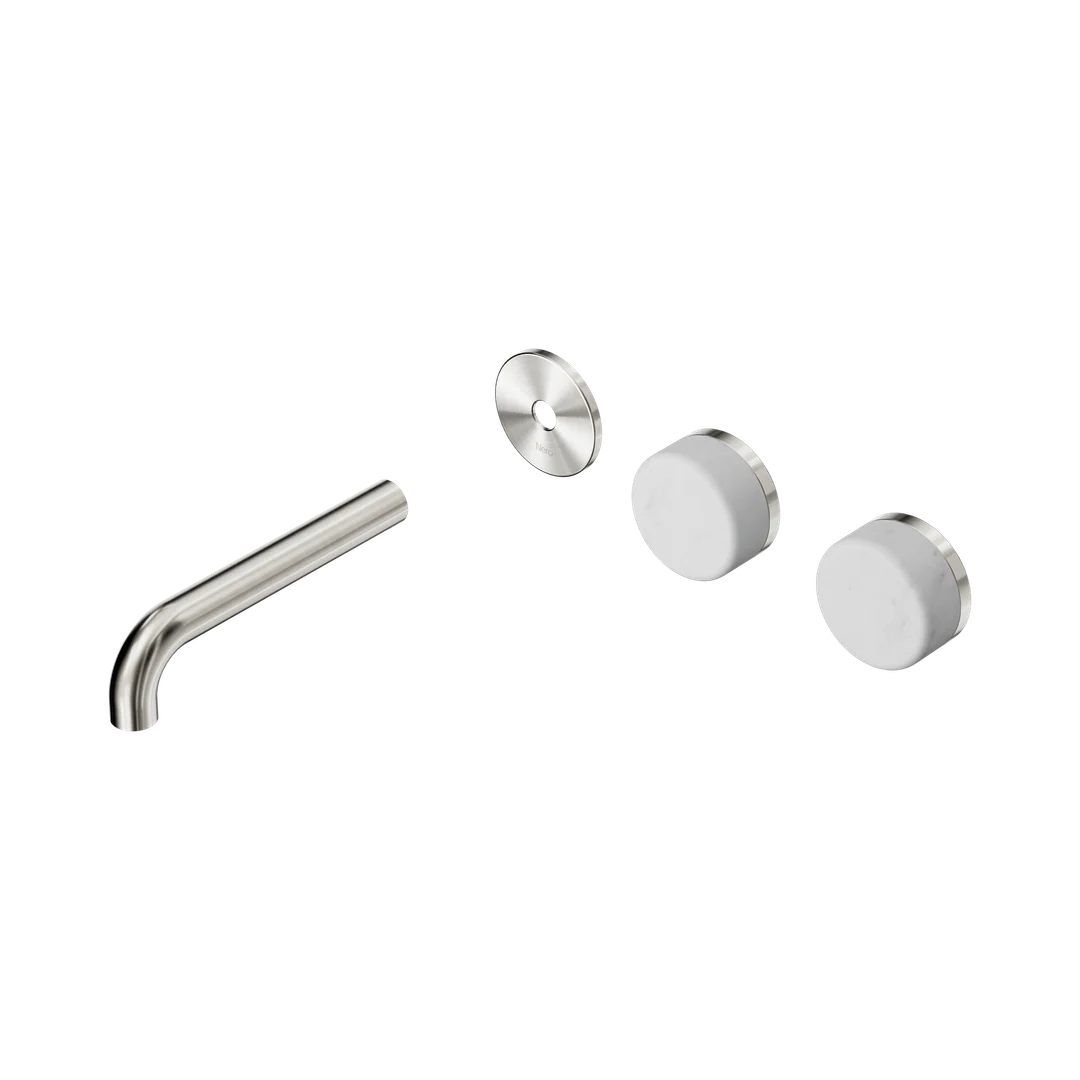 Nero Serenity Wall Basin Set 160Mm Offset Spout With Carrara Handle Trim Kit Only Brushed Nickel