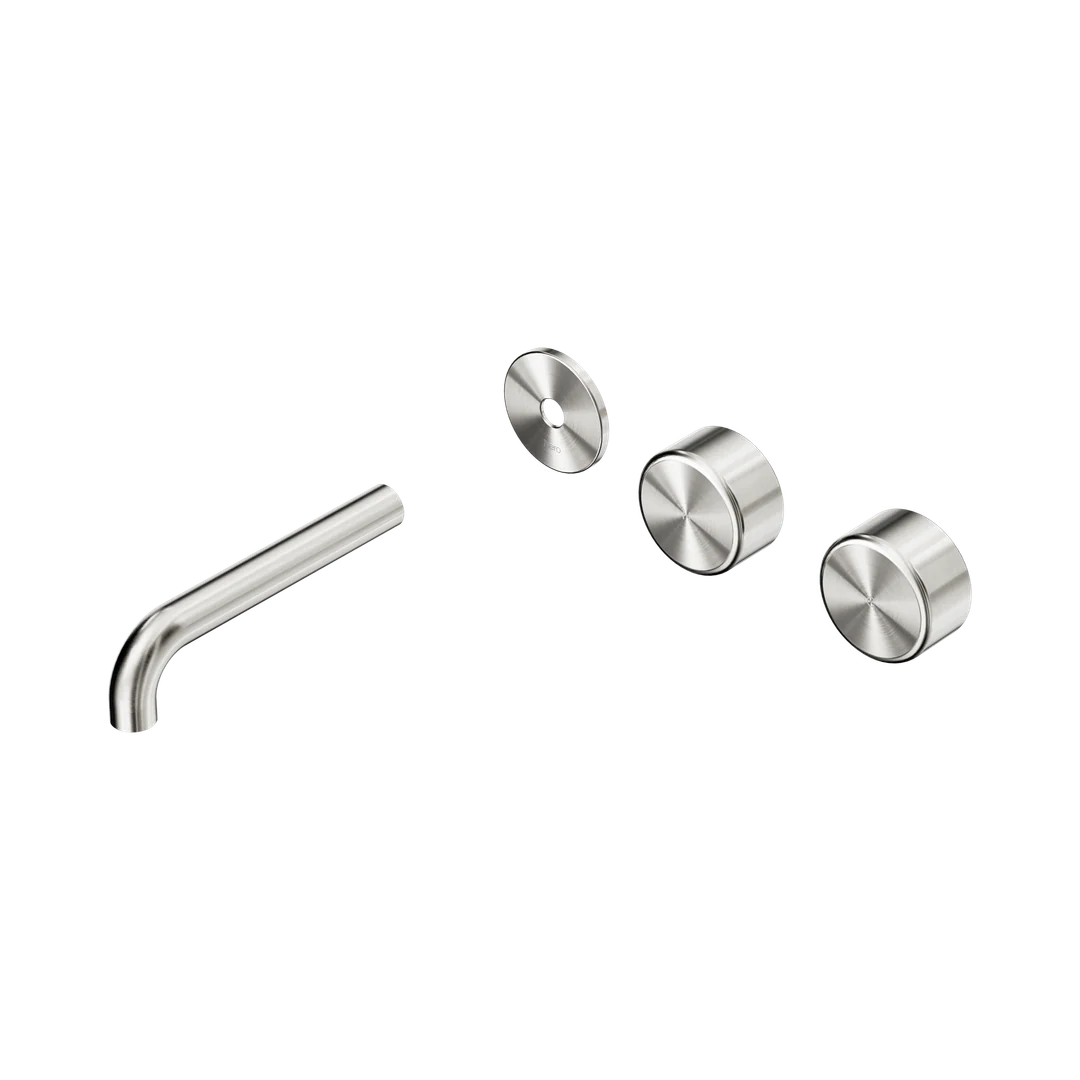Nero Serenity Wall Basin Set 160Mm Offset Spout With Metal Handle Trim Kit Only Brushed Nickel