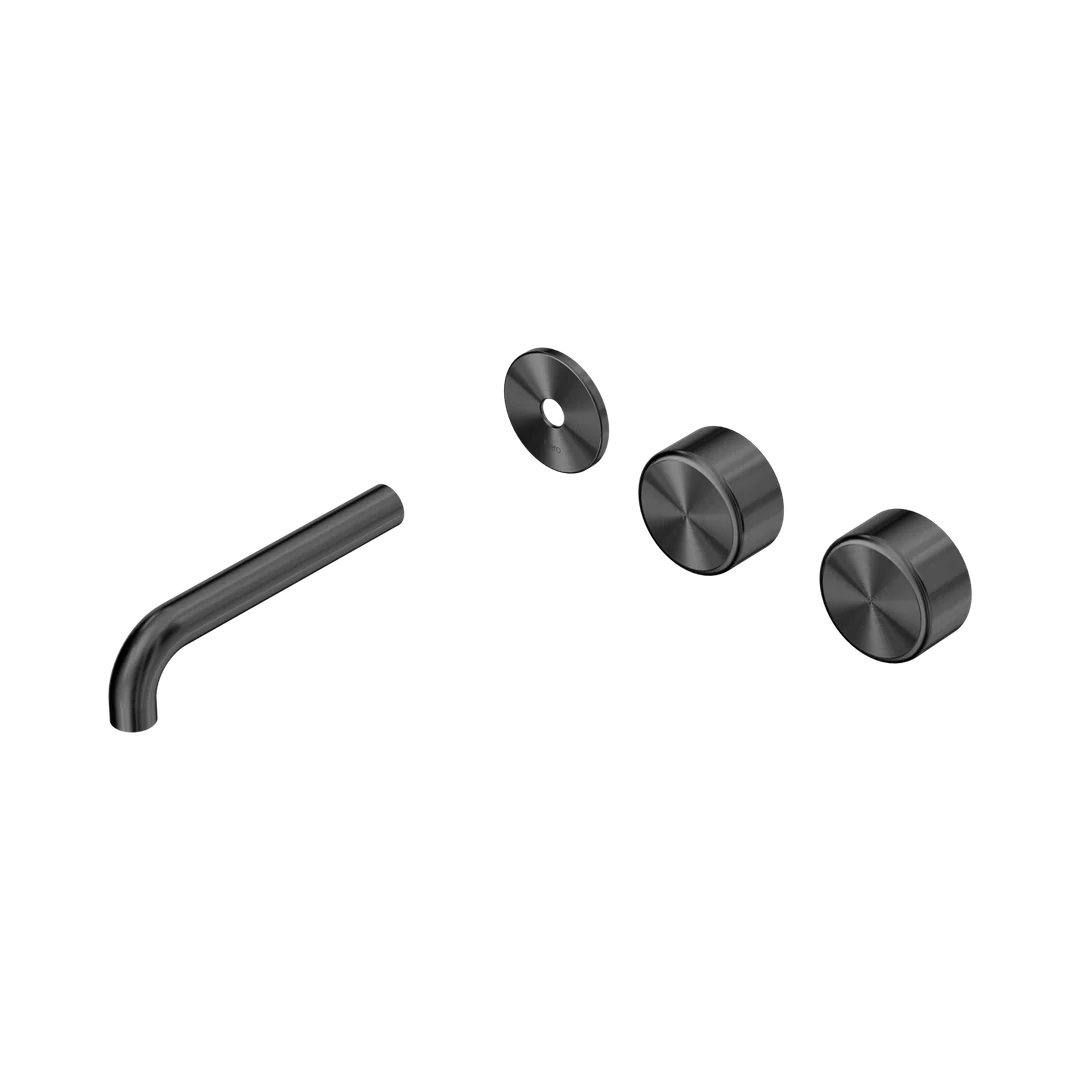 Nero Serenity Wall Basin Set 160Mm Offset Spout With Metal Handle Trim Kit Only Gun Metal