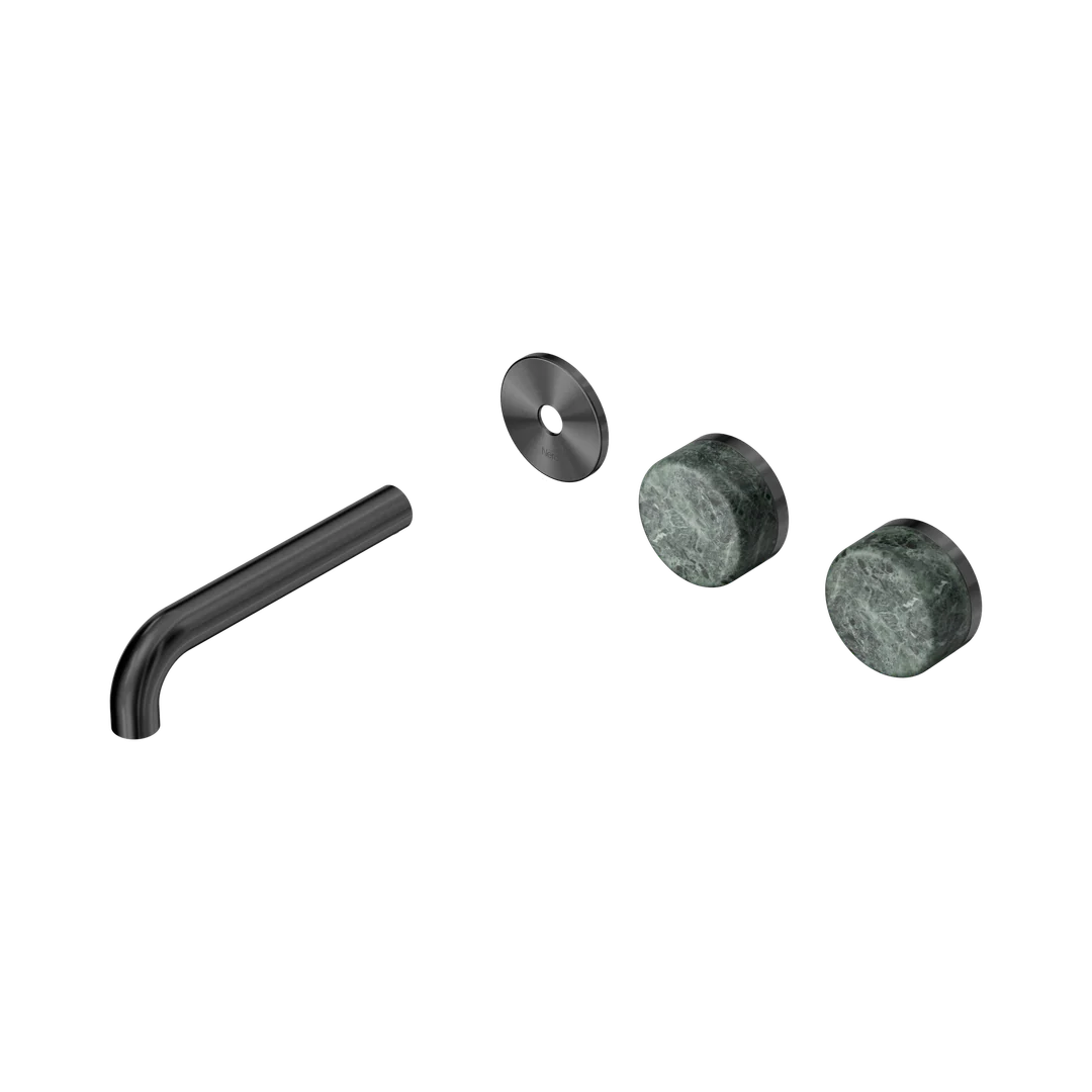 Nero Serenity Wall Basin Set 160Mm Offset Spout With Verde Alpi Handle Trim Kit Only Gun Metal