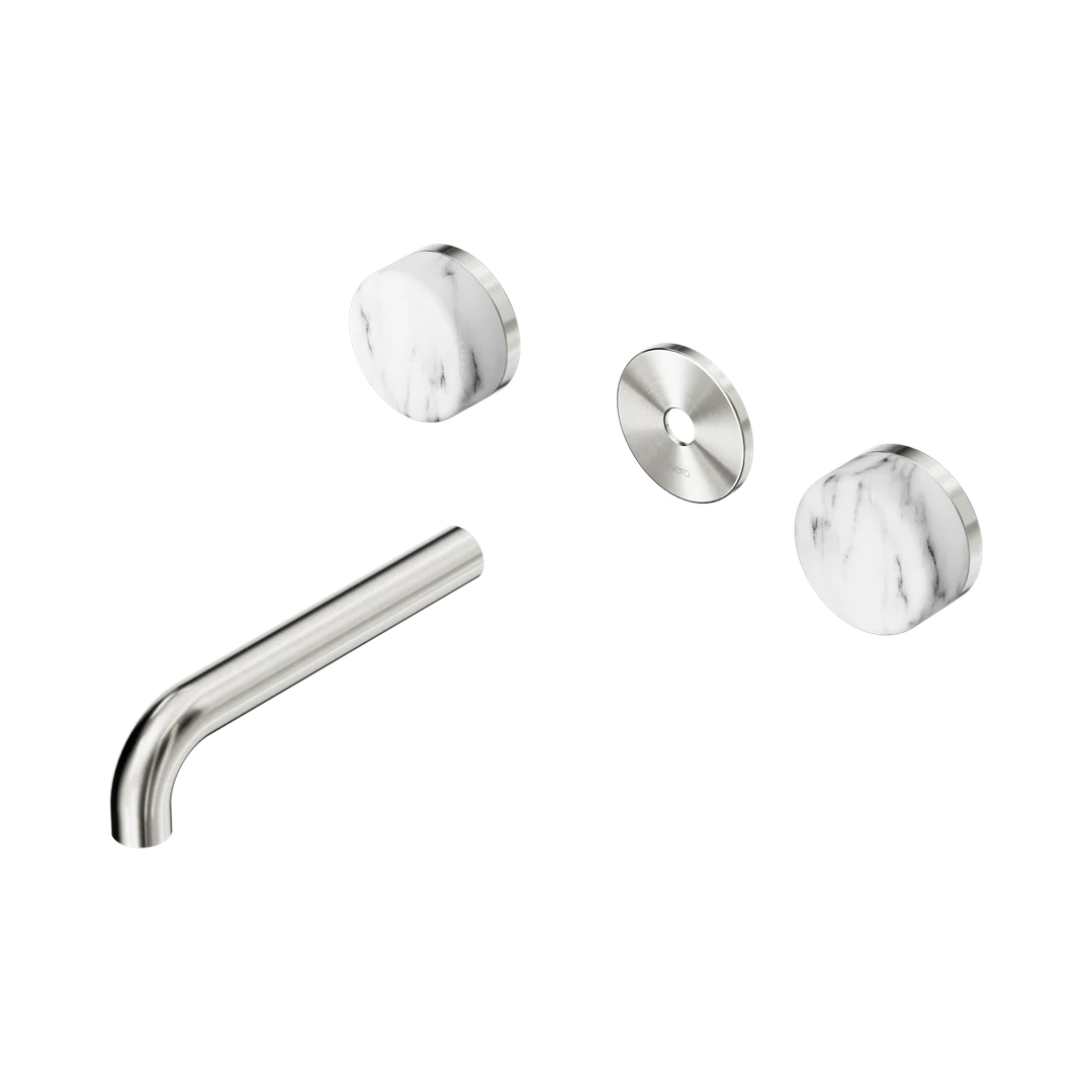 Nero Serenity Wall Basin Set 160Mm Spout Arabescato Corchia Handle Trim Kit Only Brushed Nickel
