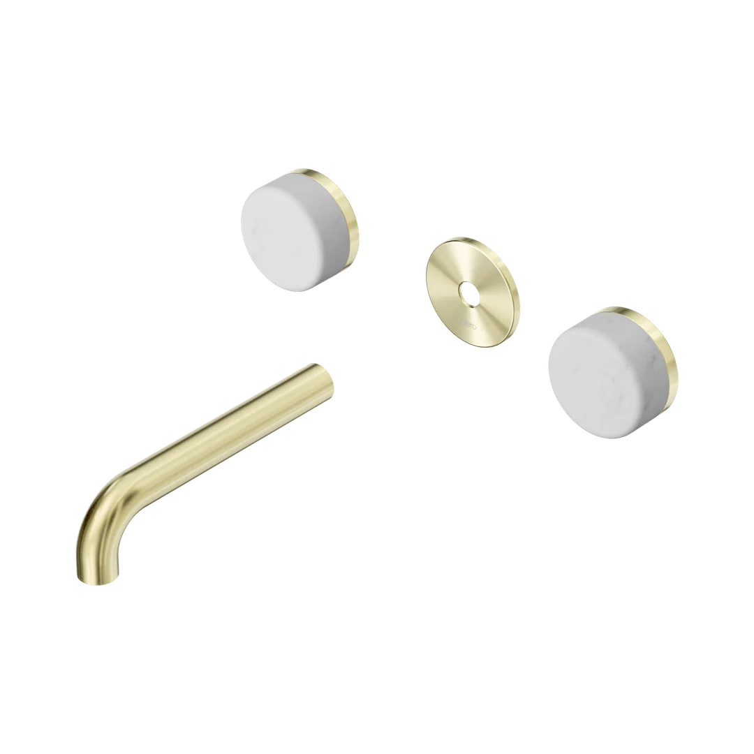 Nero Serenity Wall Basin Set 160Mm Spout With Carrara Handle Trim Kit Only Brushed Gold