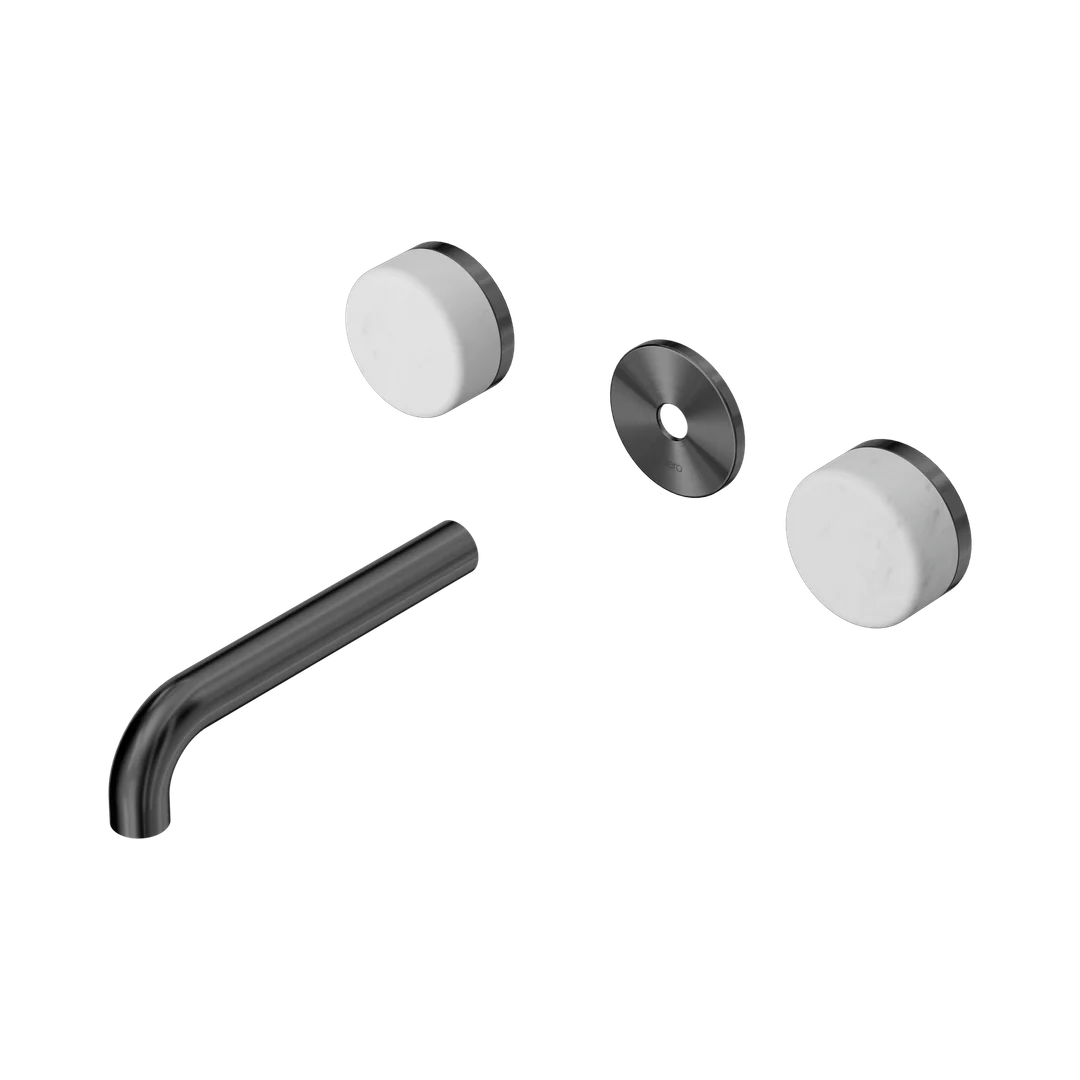 Nero Serenity Wall Basin Set 160Mm Spout With Carrara Handle Trim Kit Only Gun Metal