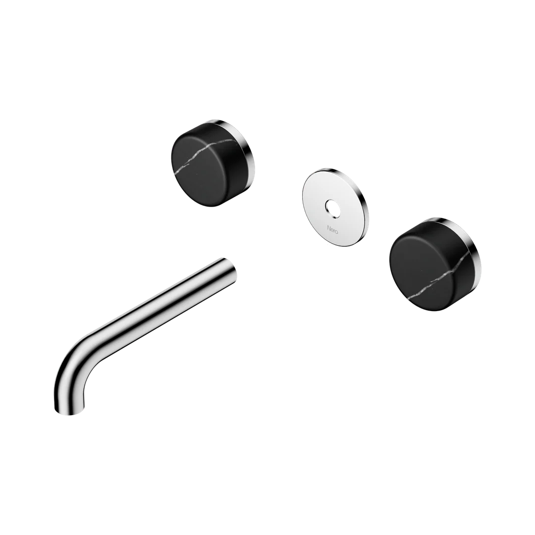 Nero Serenity Wall Basin Set 160Mm Spout With Marquina Black Handle Trim Kit Only Chrome